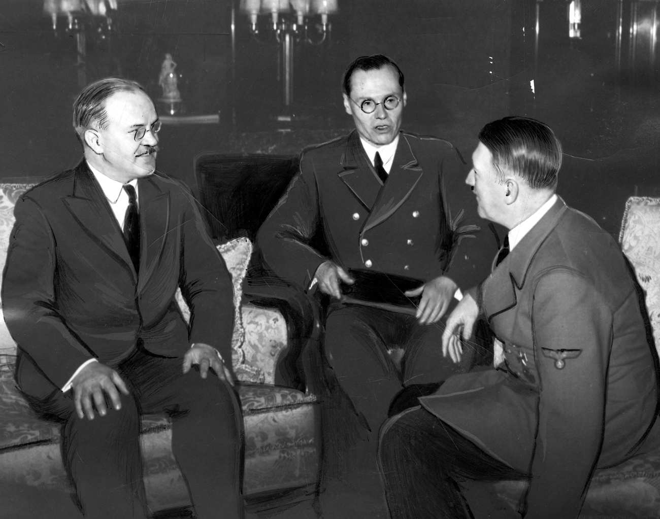 Adolf Hitler and Soviet Foreign Minister Vyacheslav Molotov meeting in Berlin